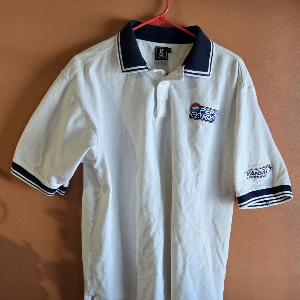 Vintage Pepsi Racing Kansas Speedway Mens Polo Shirt Size Large